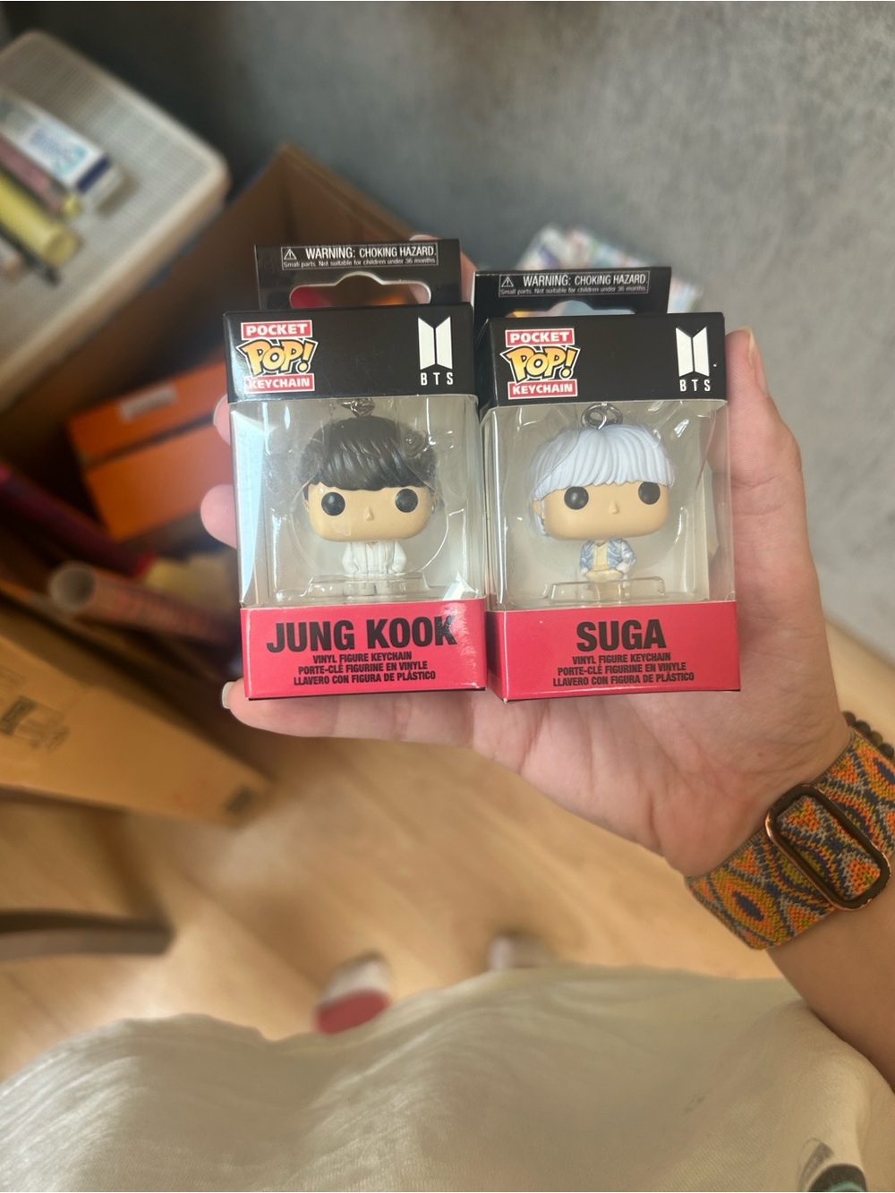 Funko Pocket Pop! Keychain BTS Jung Kook & Suga - Black, White, Red